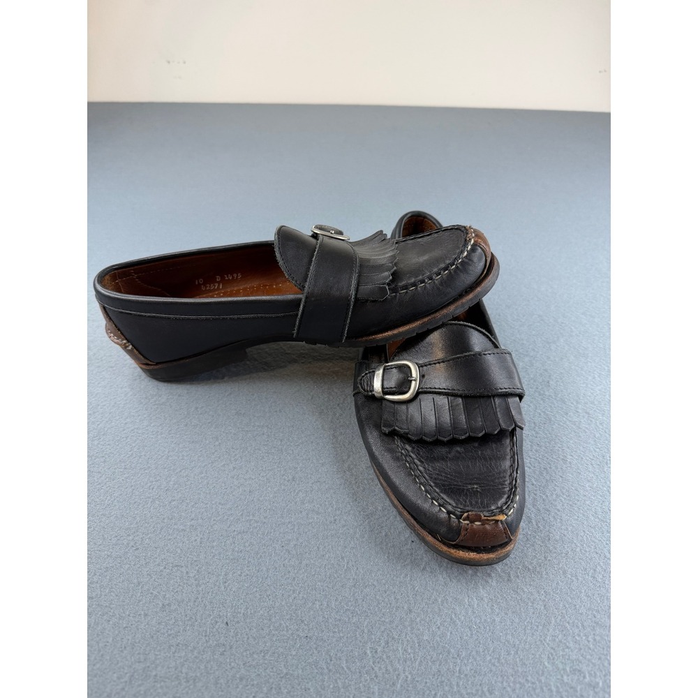 Allen Edmonds Loafers Mens 10‎ D Black Leather Kiltie Buckle Waterbury 42571